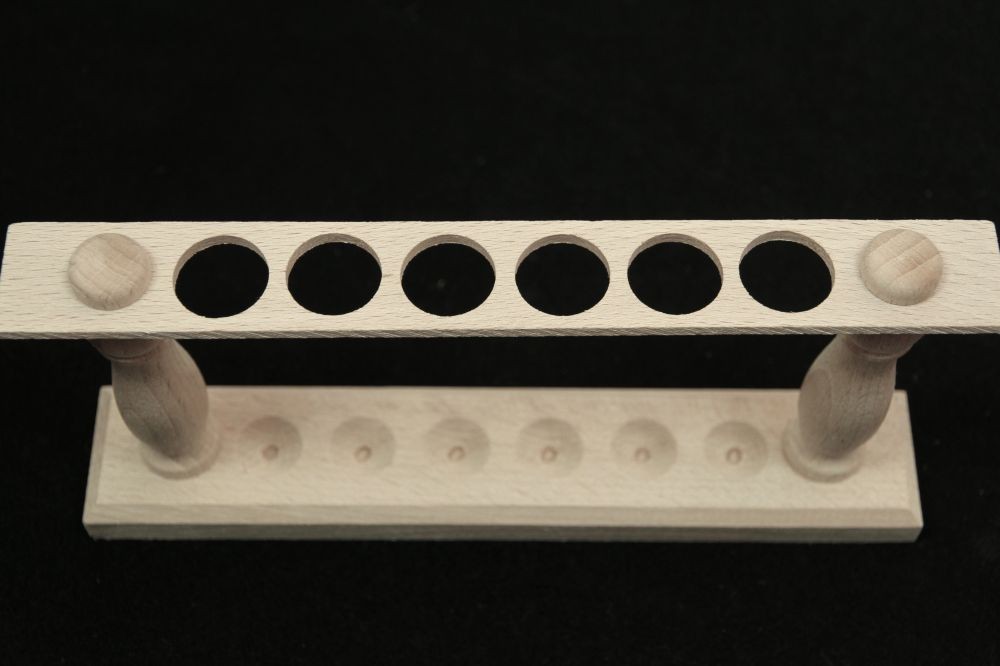 [420] Portoir Bois pour Tubes à Essais de 16 à 20mm (1x  6 TE)