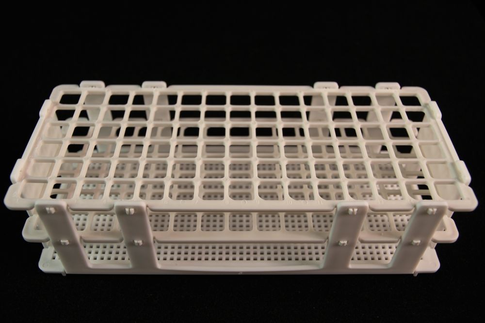 [437] Portoir Plastique pour Tubes à Essais (90x TE de diam 12mm)